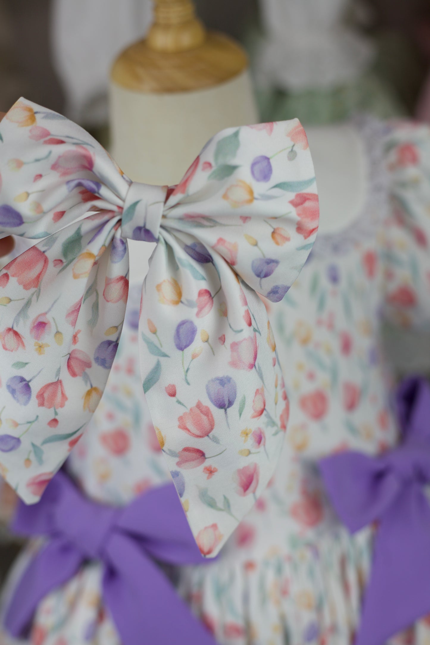Tulip Pattern Fabel Bow 🌷🎀