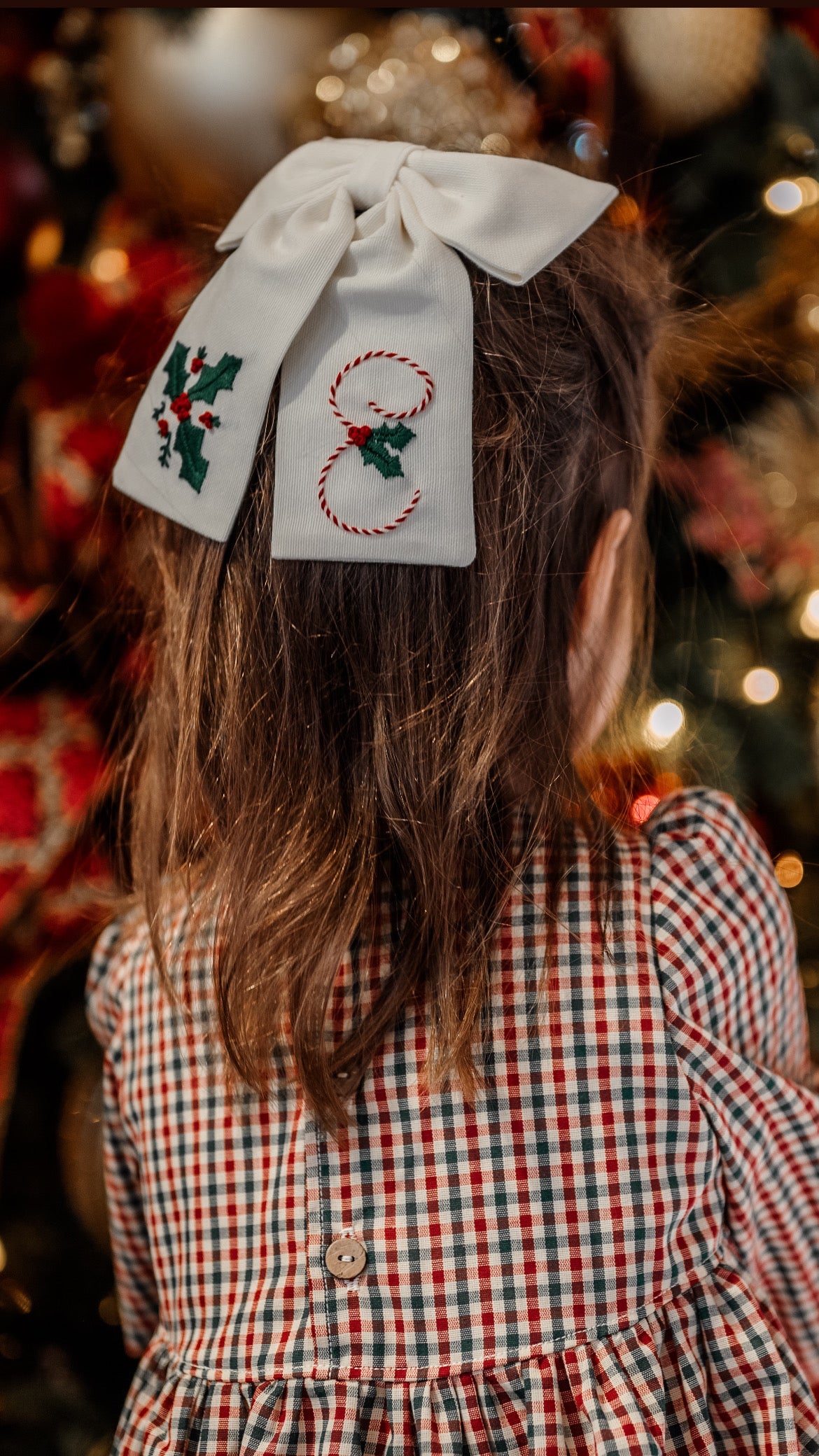Hand Embroidered Custom Holly Berry Bow (Pre-Order)