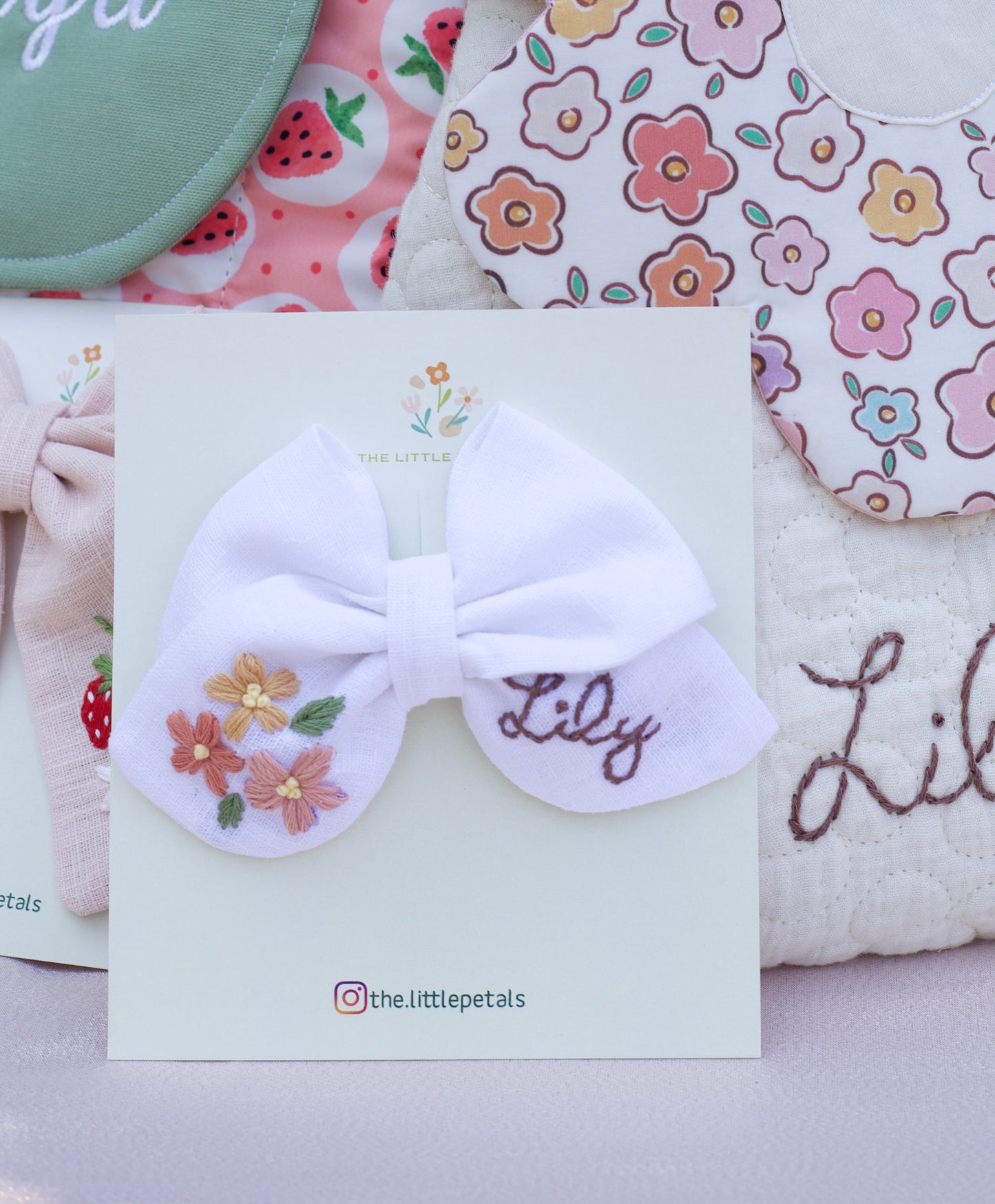Floral Name Hair Bow