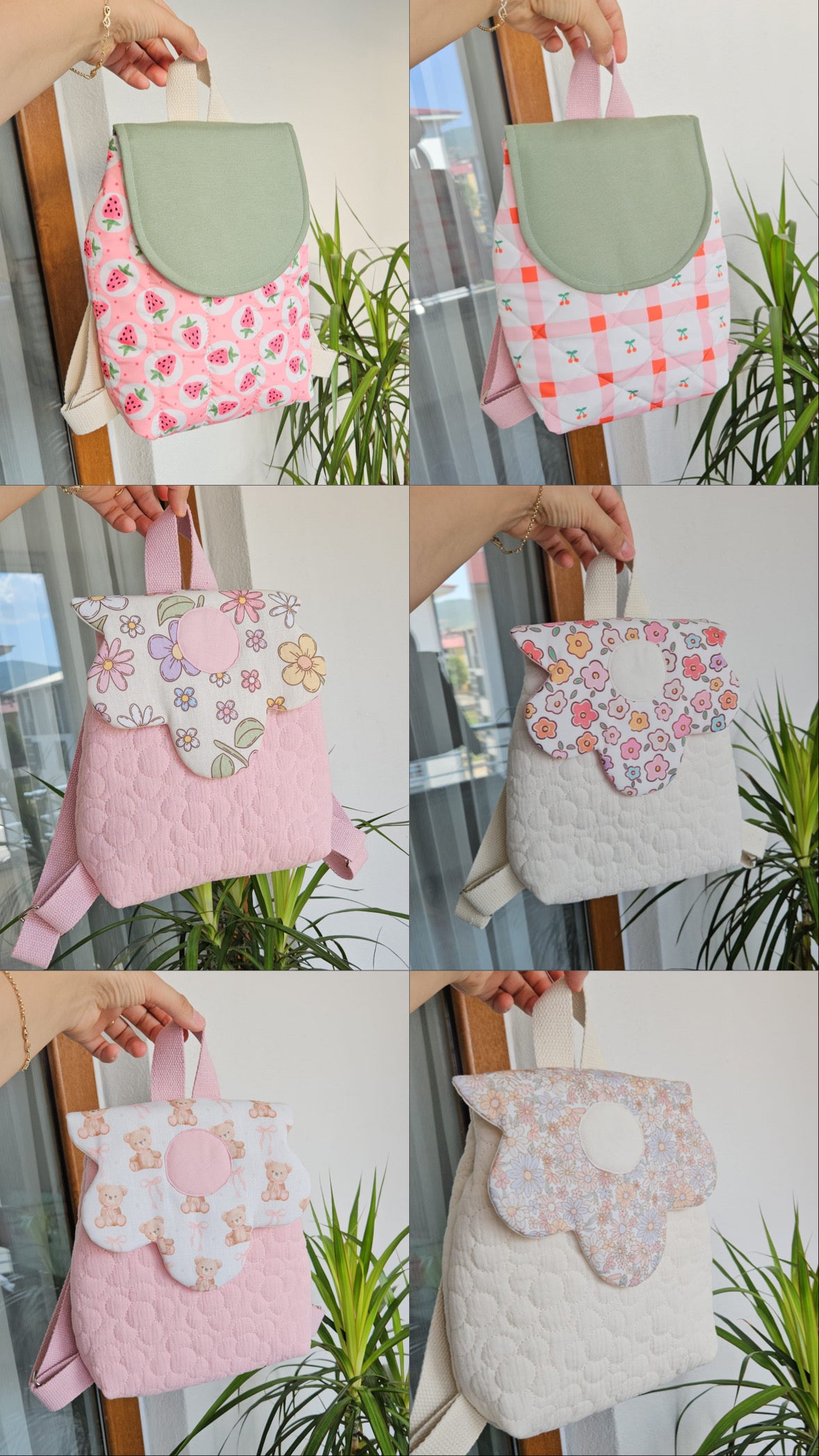 Cherry Quilted Backpack