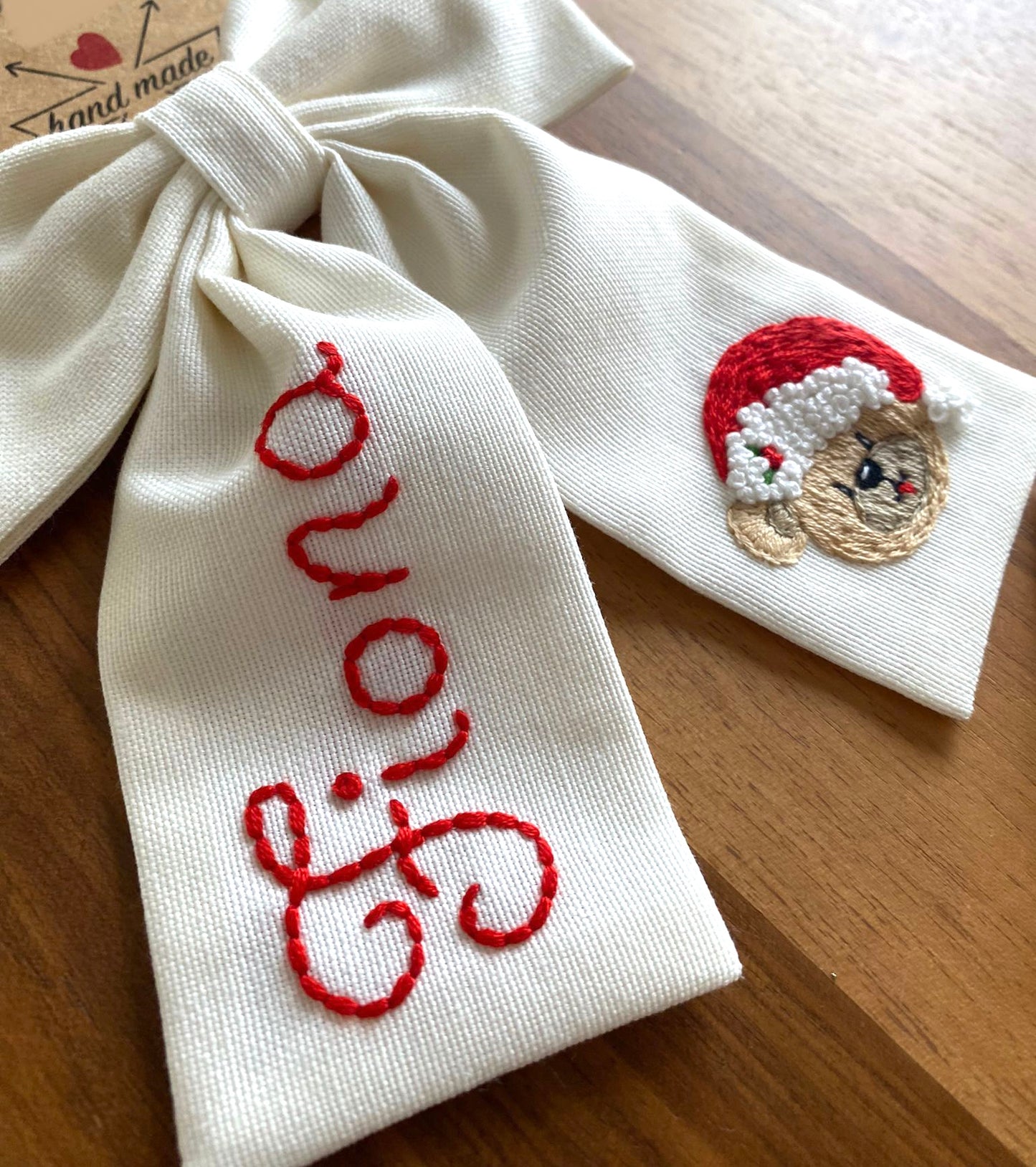 (Pre-Order) Bear Pattern Hand Embroidered Hair Bow