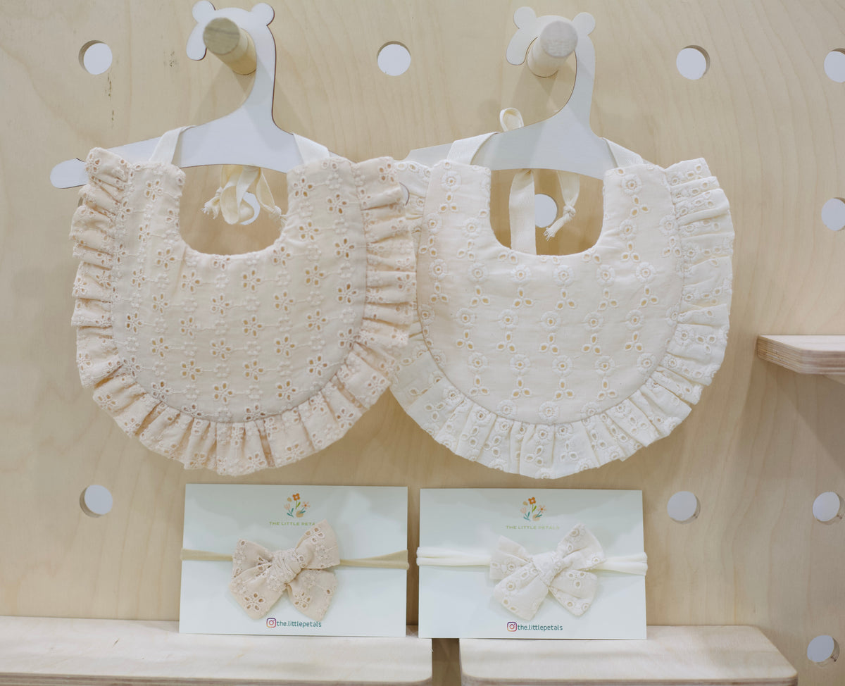 Cotton Eyelet Baby Bib Set