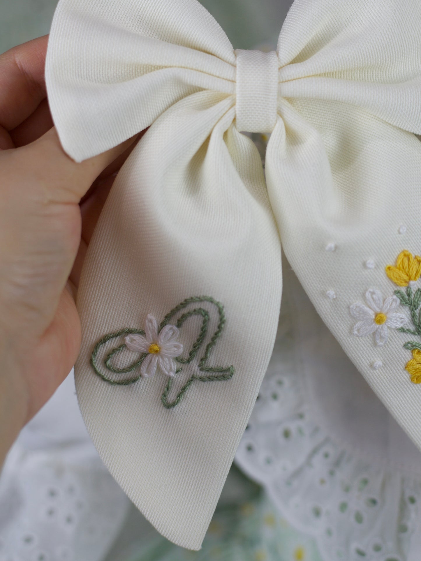Hand embroidered Personalized Easter Bow π°π