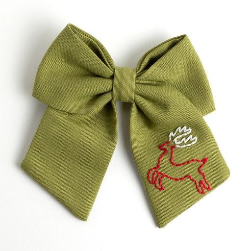 Reindeer Hand Embroidered Bow