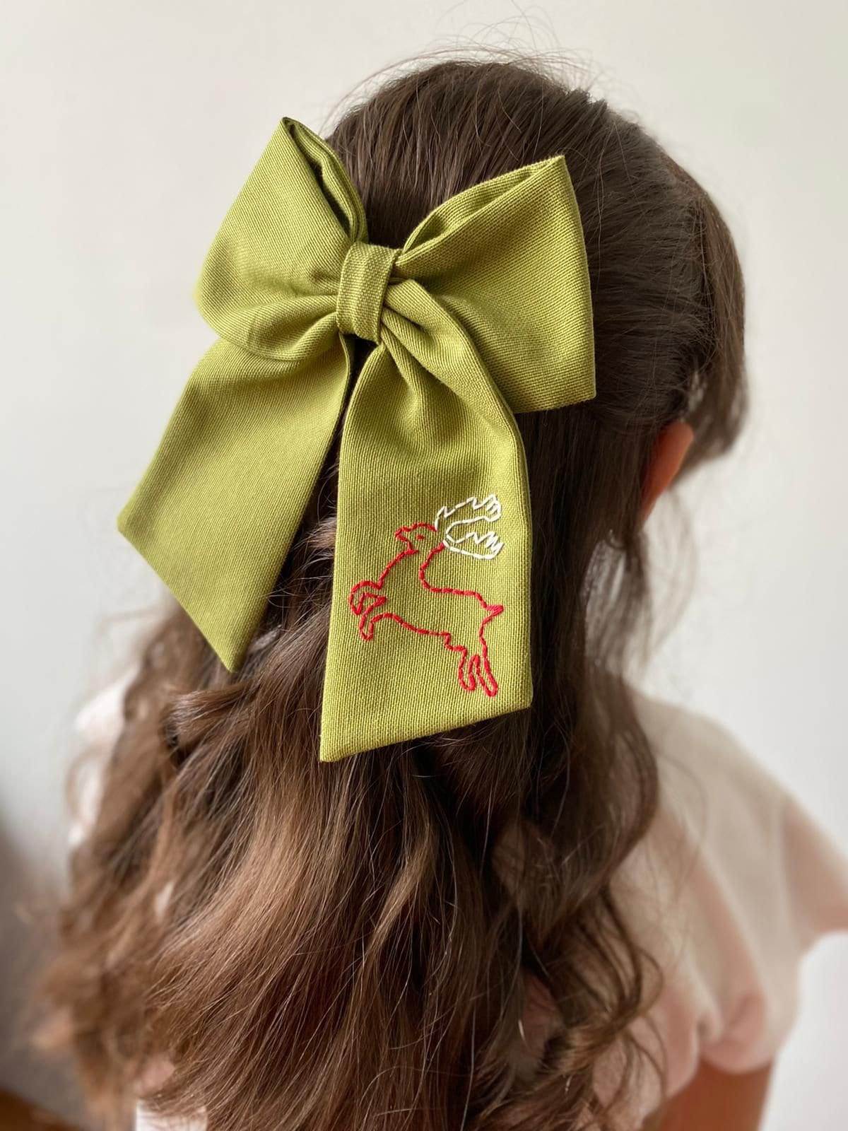 Reindeer Hand Embroidered Bow