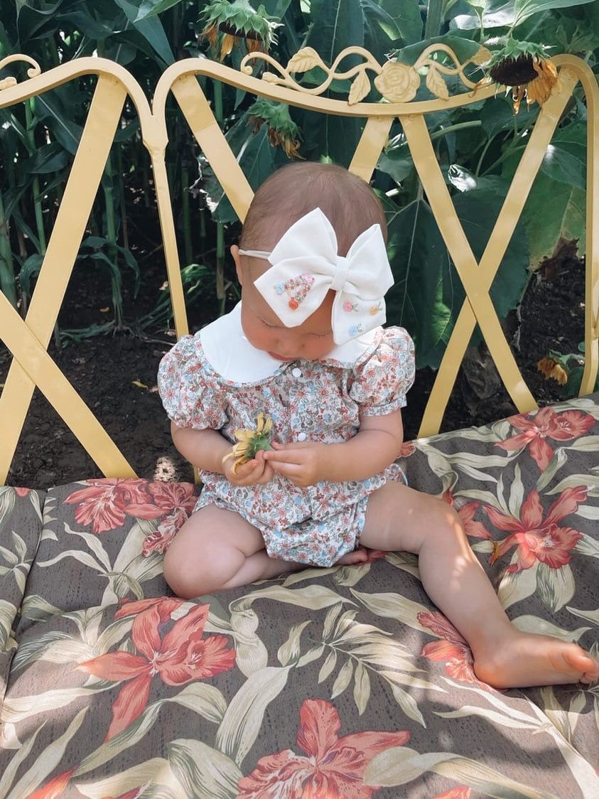 Hand Embroidered Custom Initial Bow