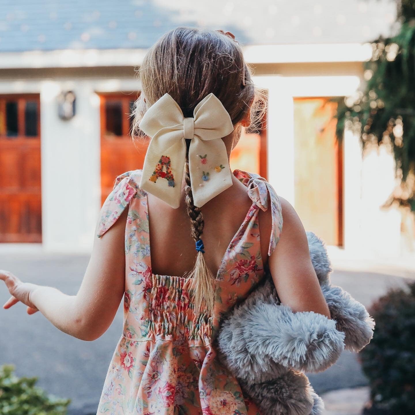 Hand Embroidered Custom Initial Bow