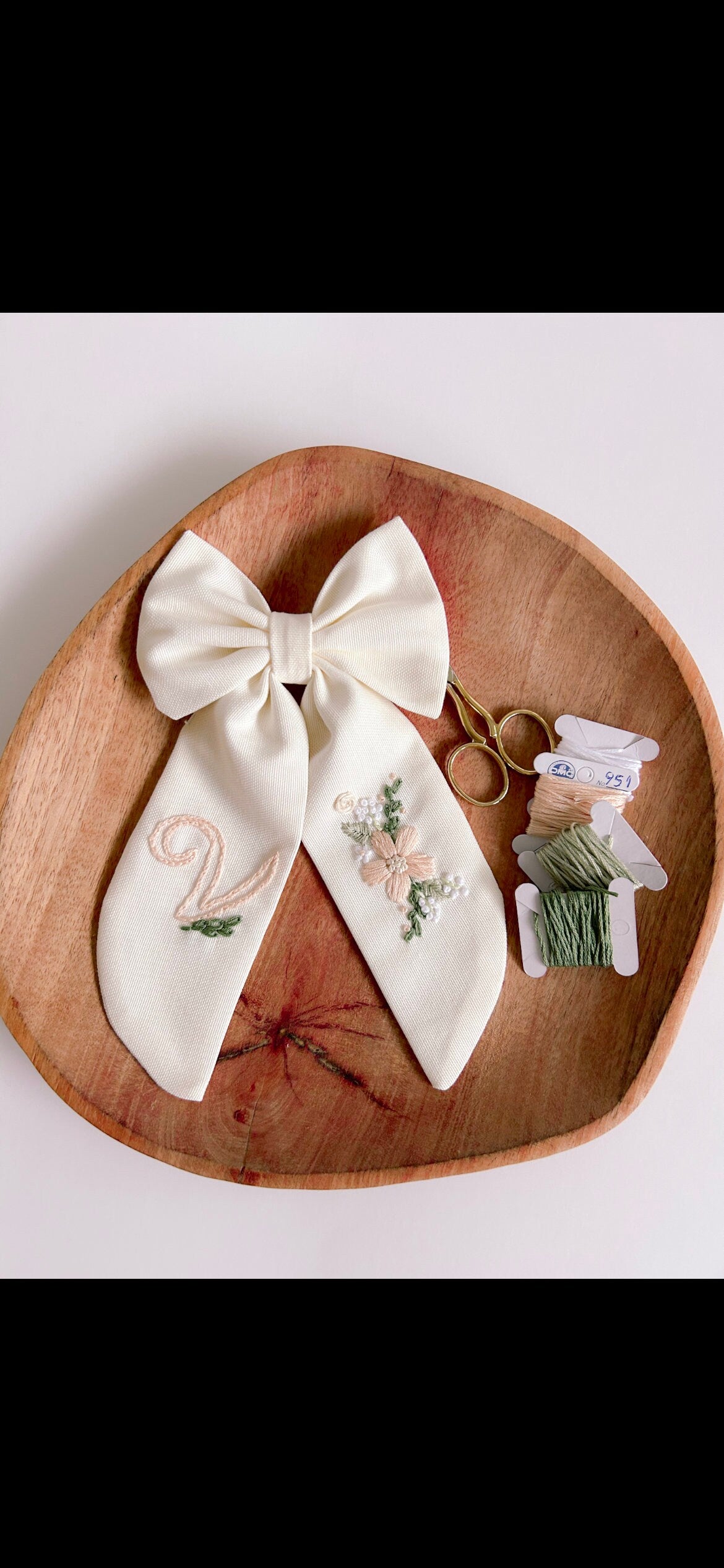 Personalized Floral Initial Bow