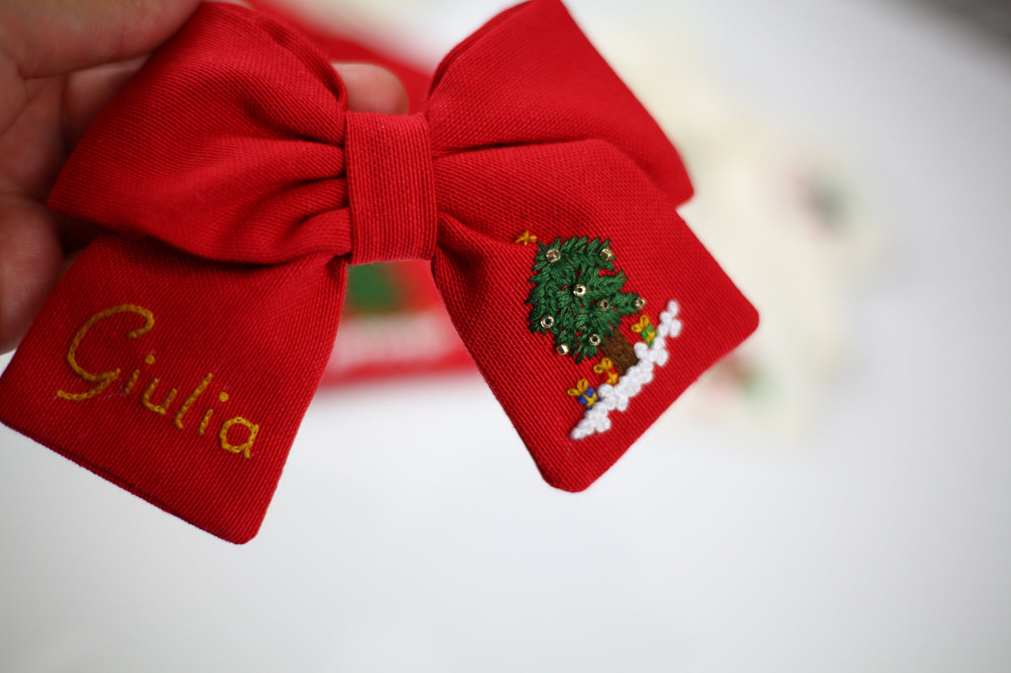 (Pre-Order)Hand Embroidered Christmas Bows