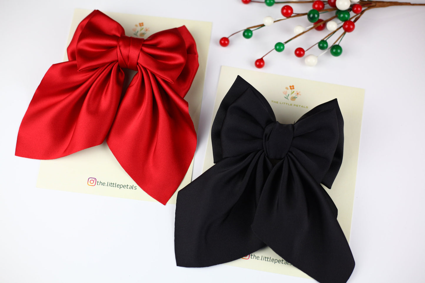 Satin Christmas Hair Bow