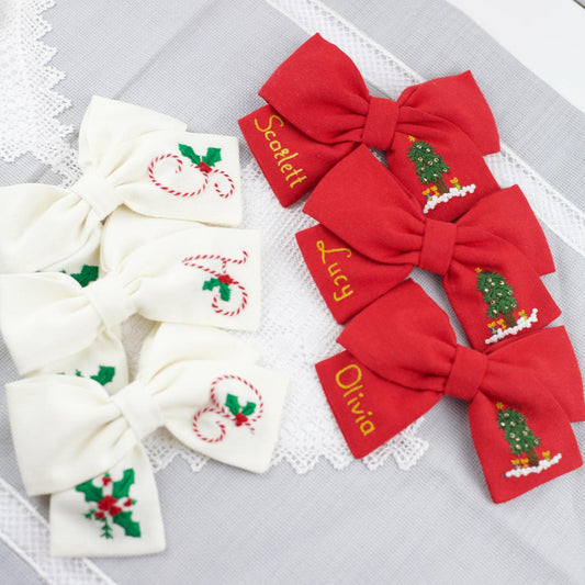 (Pre-Order)Hand Embroidered Christmas Bows