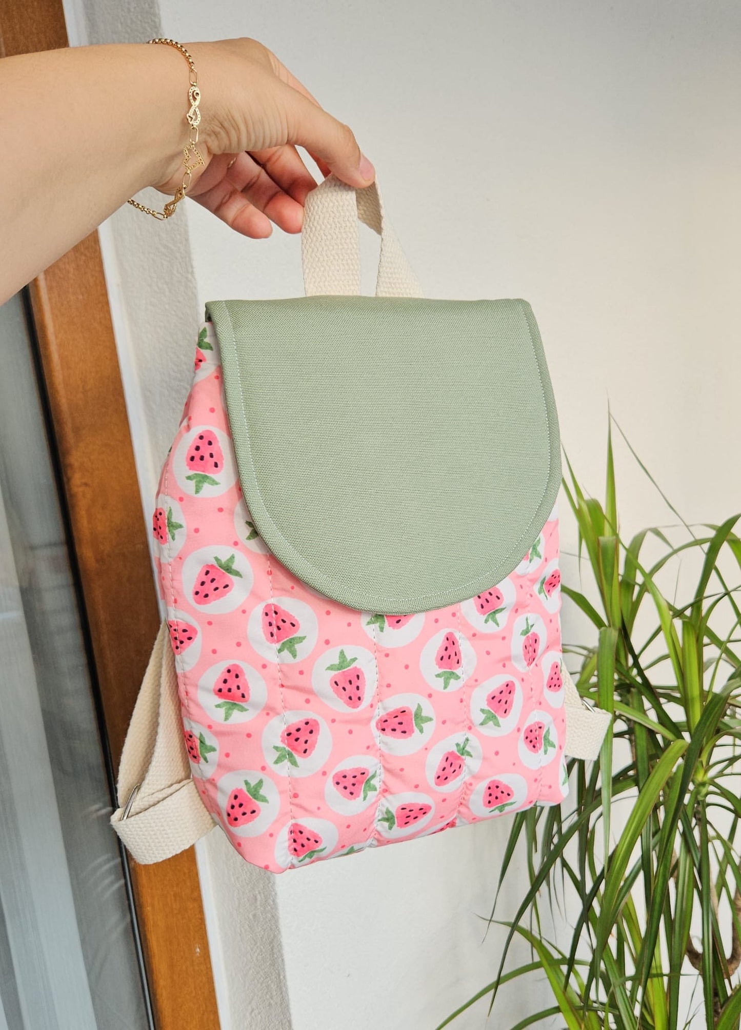 Strawberry Quilted Backpack