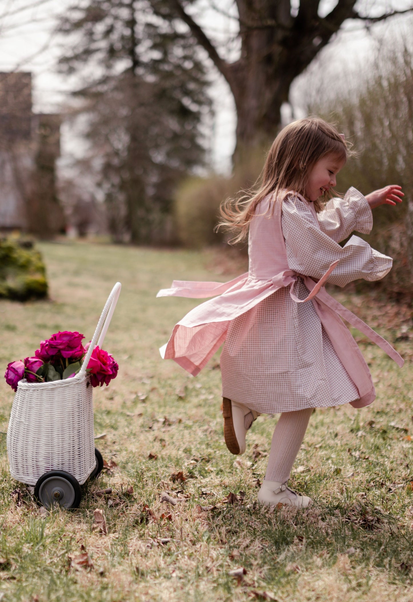 hand embroidered bunny pattern pinafore dress