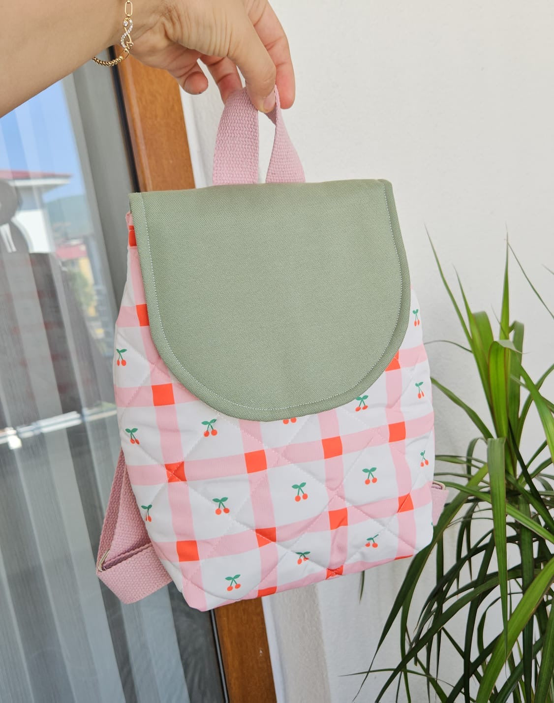 Cherry Quilted Backpack