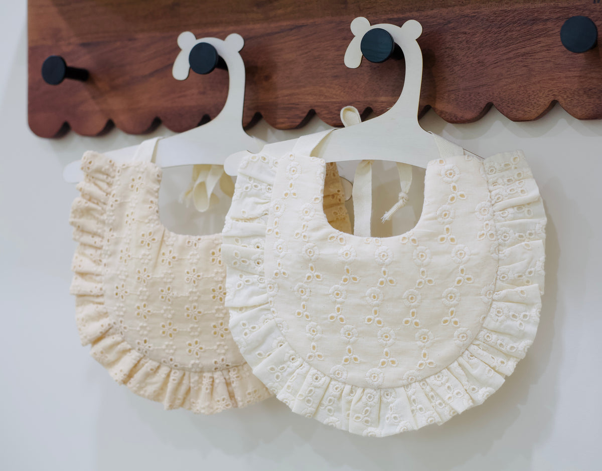 Cotton Eyelet Baby Bib Set