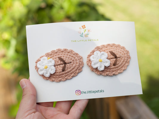 Handmade Peach Daisy Crochet Hair Clip