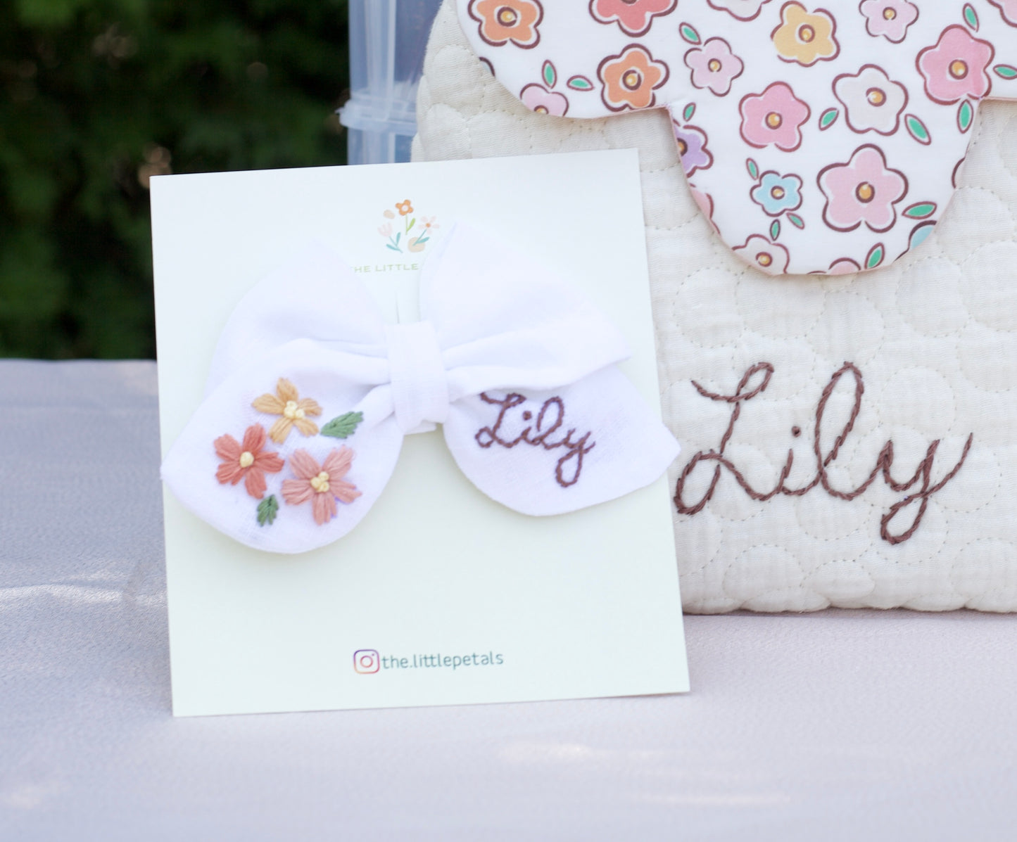 Floral Name Hair Bow