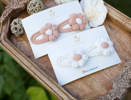 Handmade Blossom Crochet Snap Hair Clip