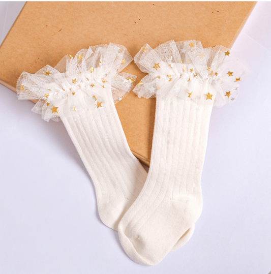 Star Tulle Knee-High Socks – Girls