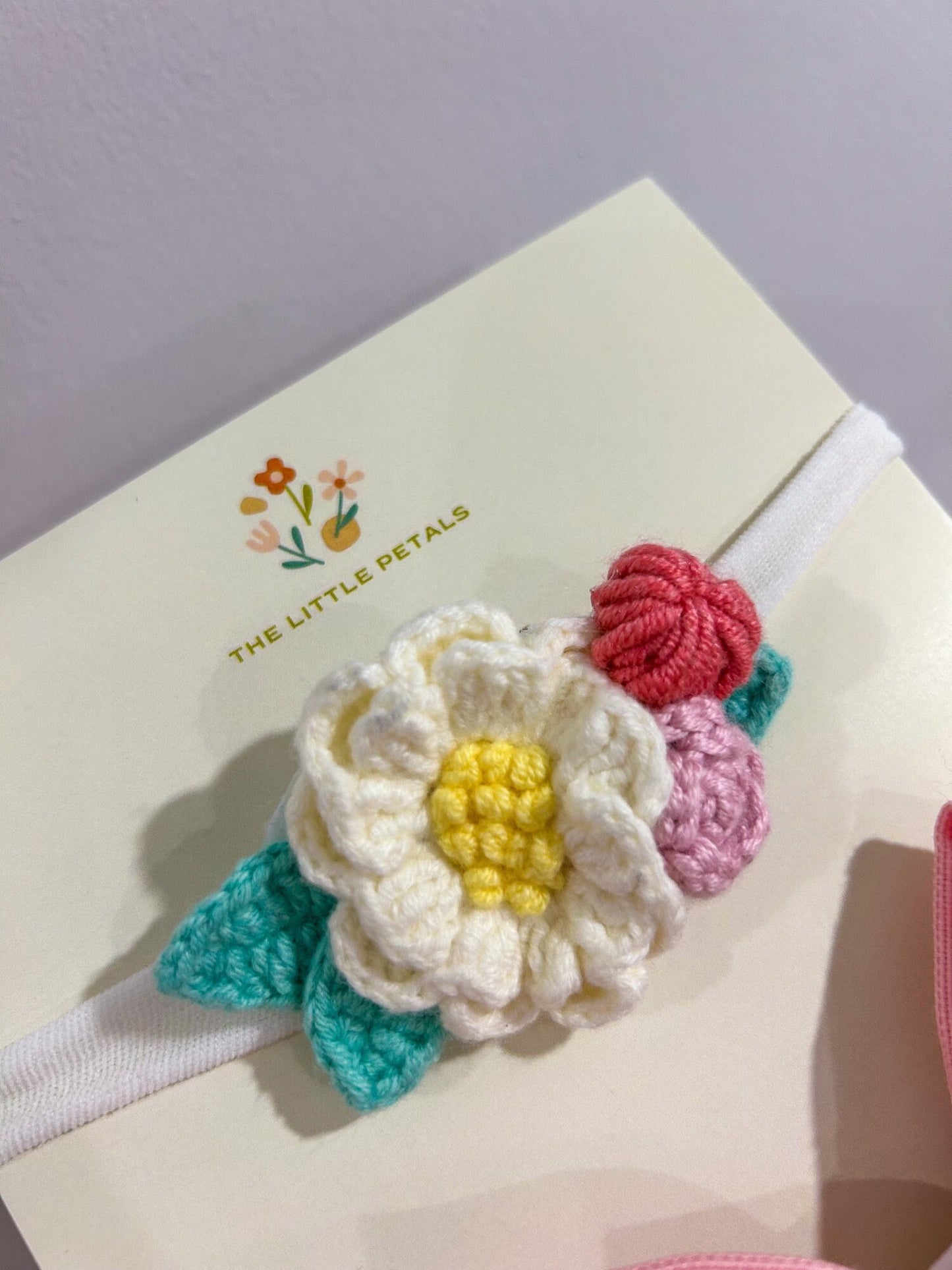 Hand crocheted floral Baby Headband