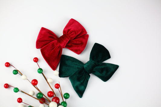 Velvet Christmas Hair Bows/ Clips