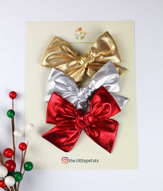 Glossy Christmas hair bows