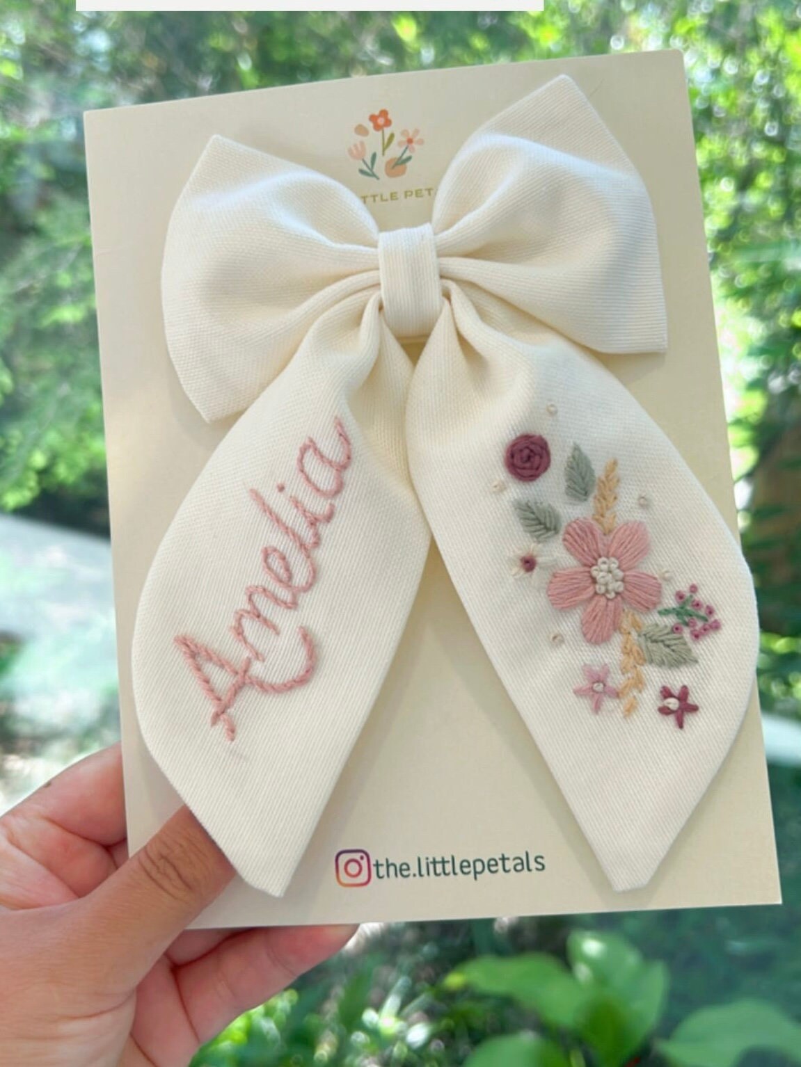 personalized floral initial bow